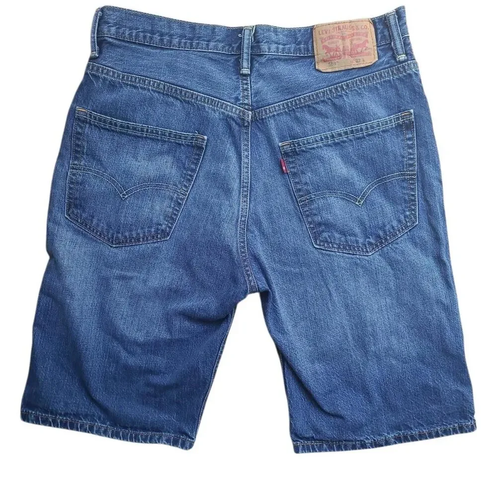 Levi's 569 Loose Straight Denim Shorts W32 Medium Wash Men's Jean Shorts Y2K